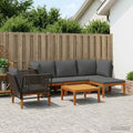 vidaXL 6 pcs Solidne drewno akacjowe i lina naturalny
