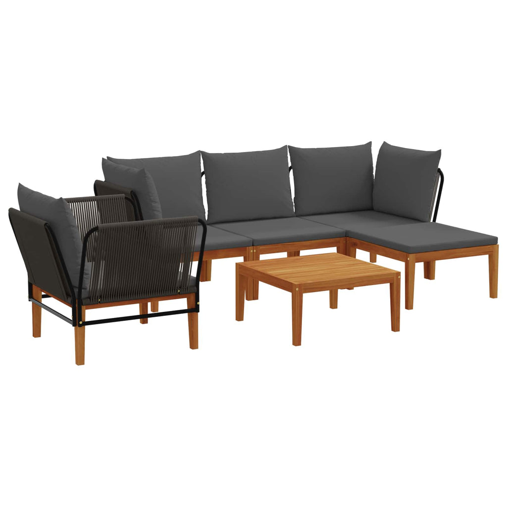 vidaXL 6 pcs Solidne drewno akacjowe i lina naturalny