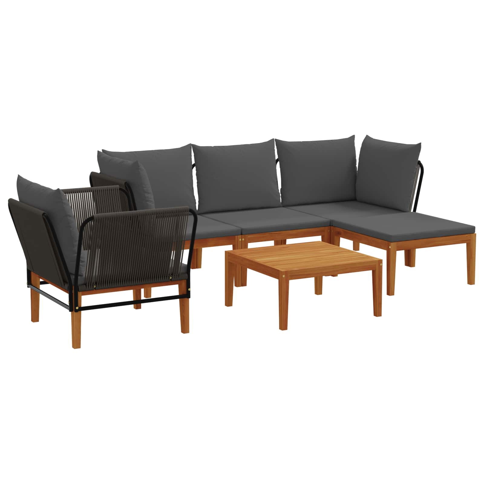 vidaXL 6 pcs Solidne drewno akacjowe i lina naturalny