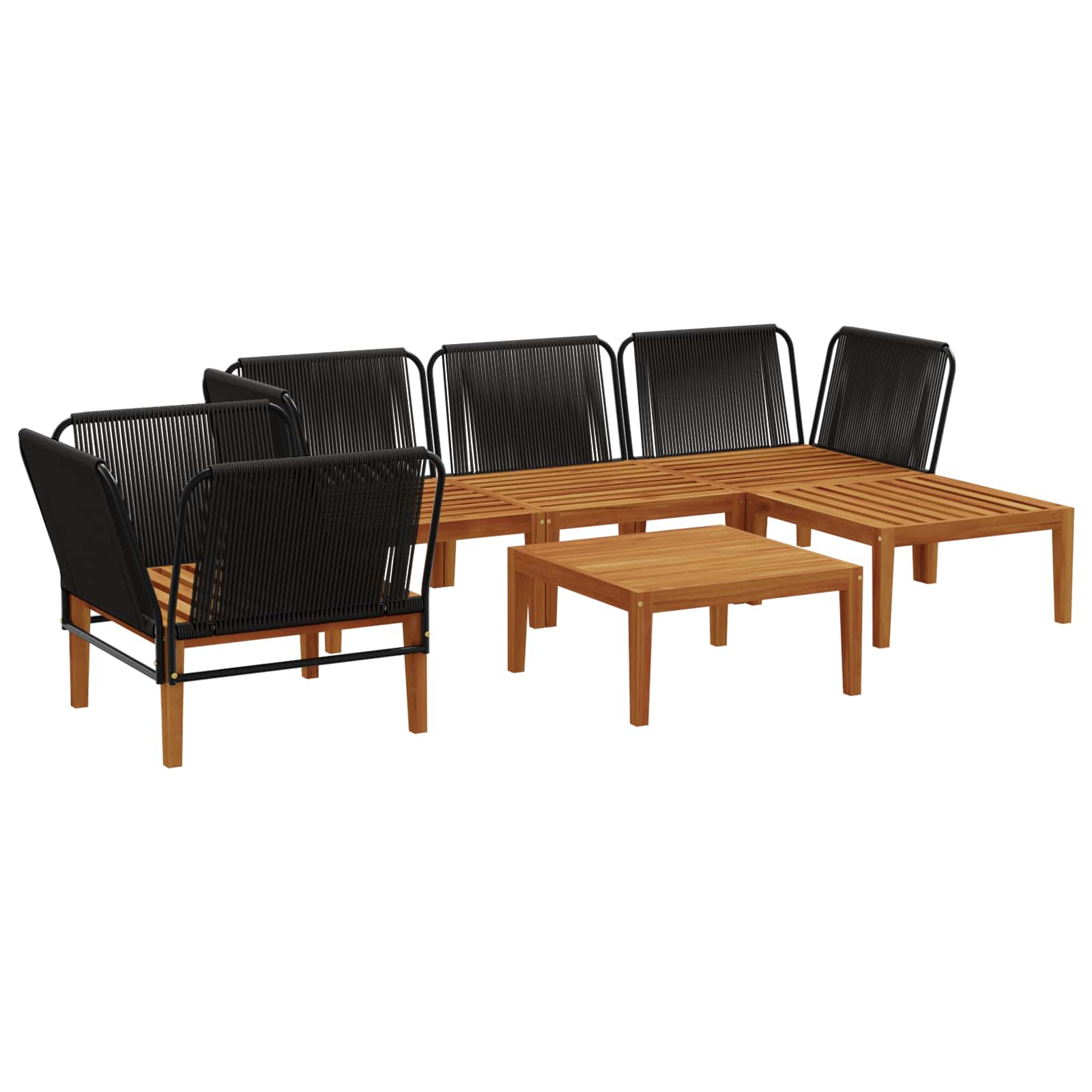 vidaXL 6 pcs Solidne drewno akacjowe i lina naturalny