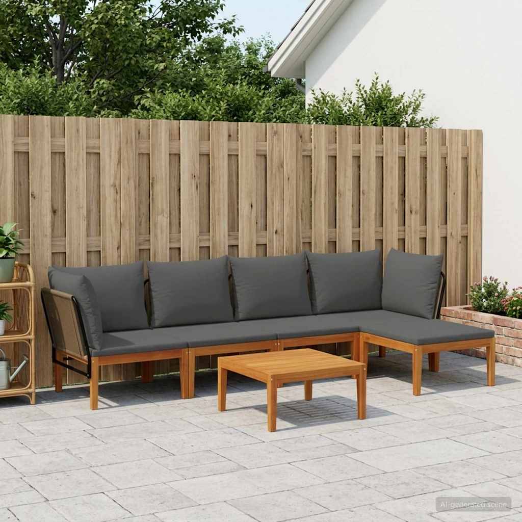 vidaXL 6 pcs Solidne drewno akacjowe i lina naturalny