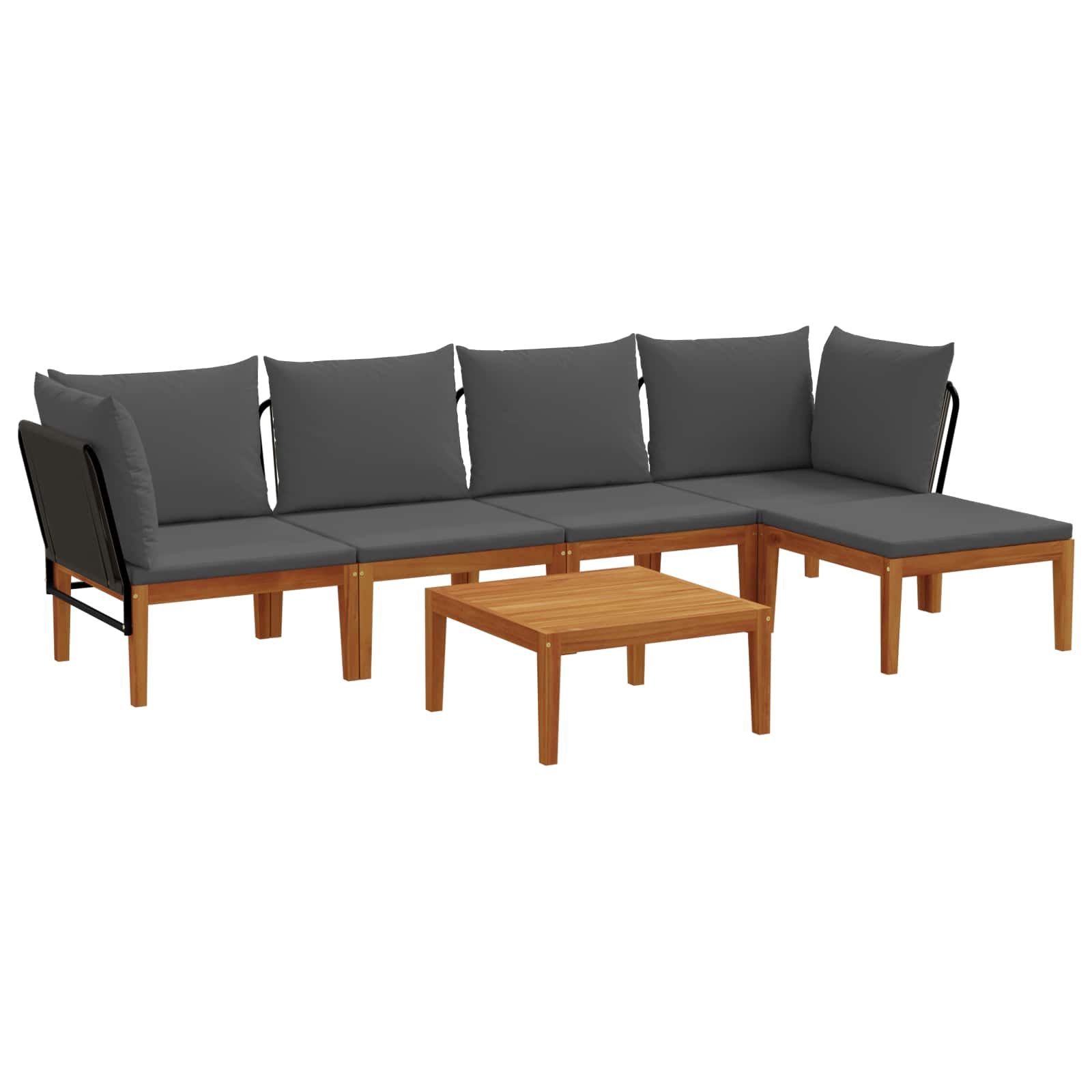 vidaXL 6 pcs Solidne drewno akacjowe i lina naturalny