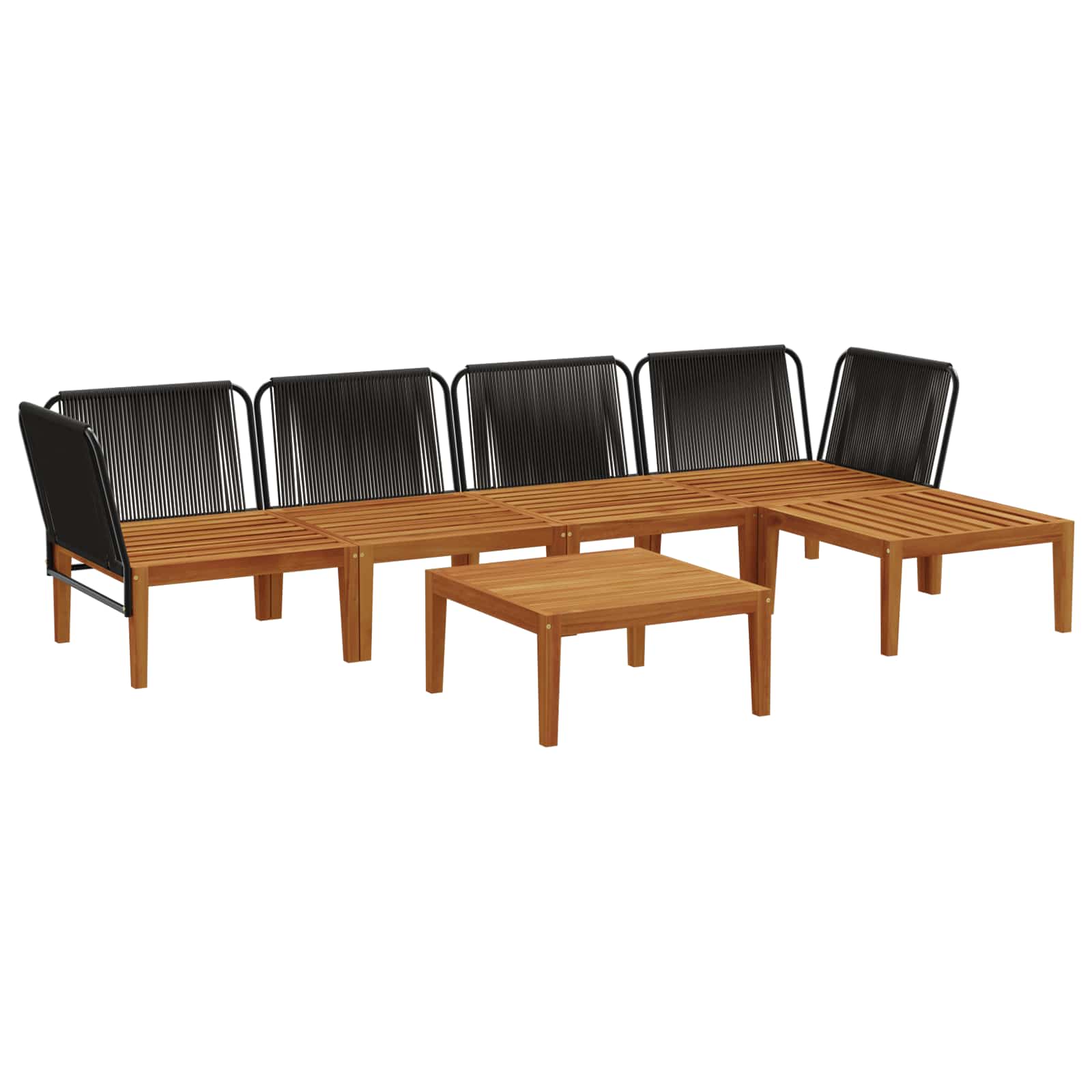 vidaXL 6 pcs Solidne drewno akacjowe i lina naturalny