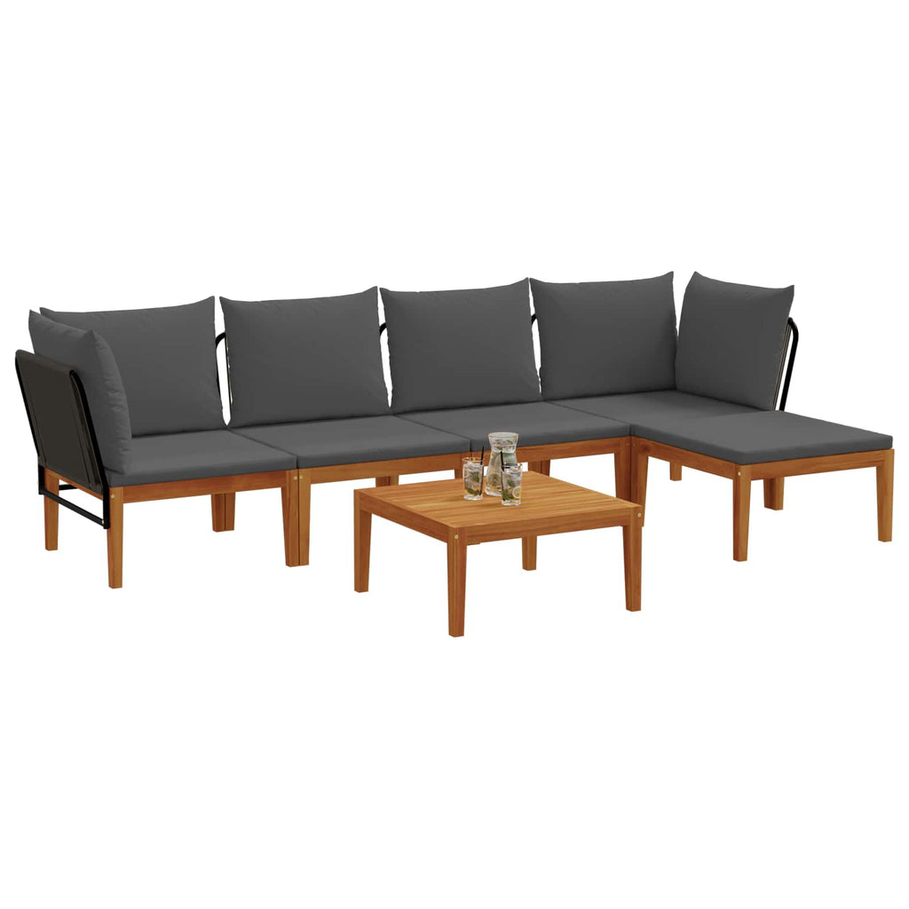 vidaXL 6 pcs Solidne drewno akacjowe i lina naturalny