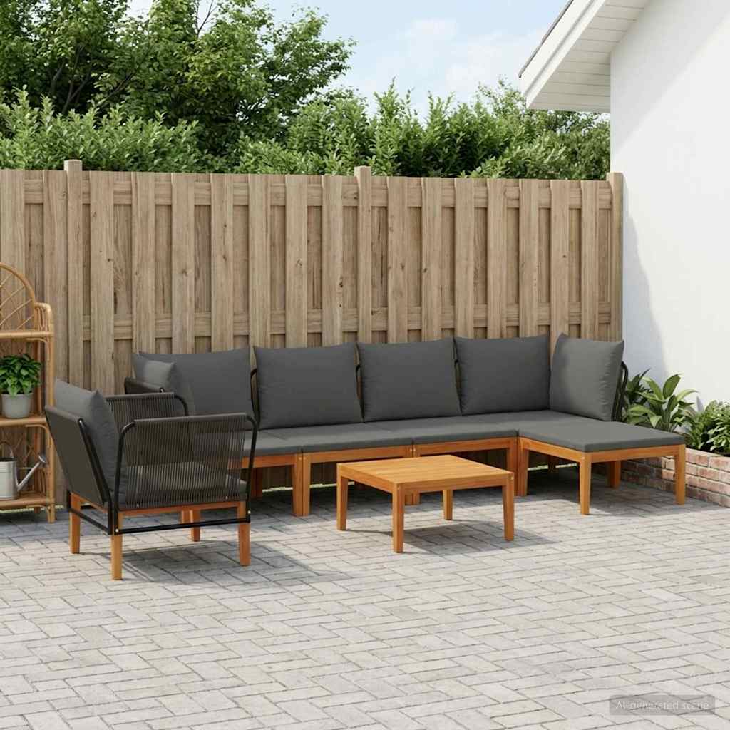 vidaXL 7 pcs Solidne drewno akacjowe i lina naturalny