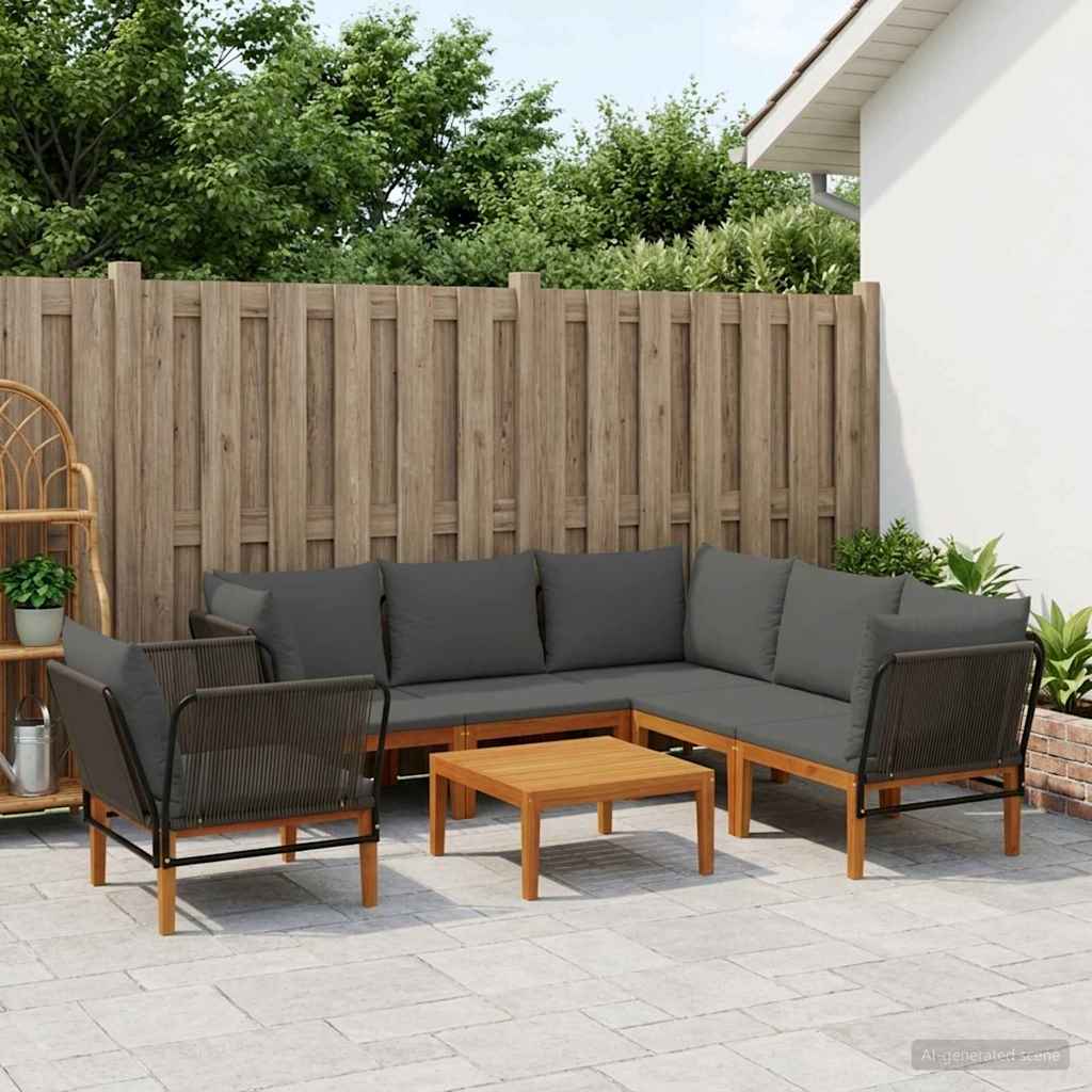 vidaXL 7 pcs Solidne drewno akacjowe i lina naturalny