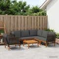 vidaXL 7 pcs Solidne drewno akacjowe i lina naturalny