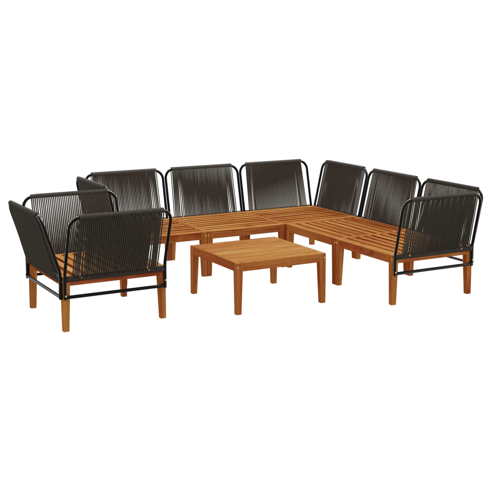 vidaXL 7 pcs Solidne drewno akacjowe i lina naturalny