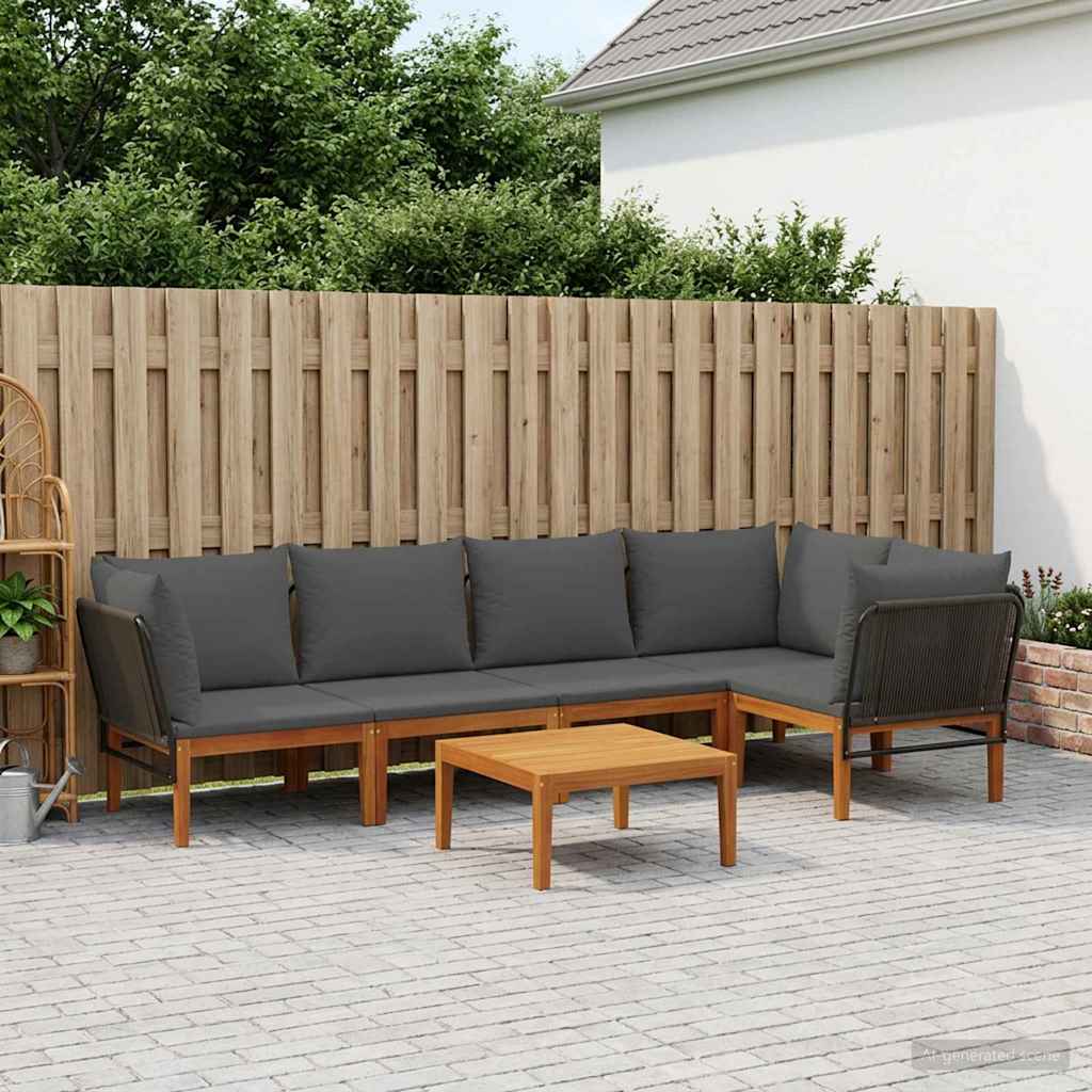 vidaXL 6 pcs Solidne drewno akacjowe i lina naturalny