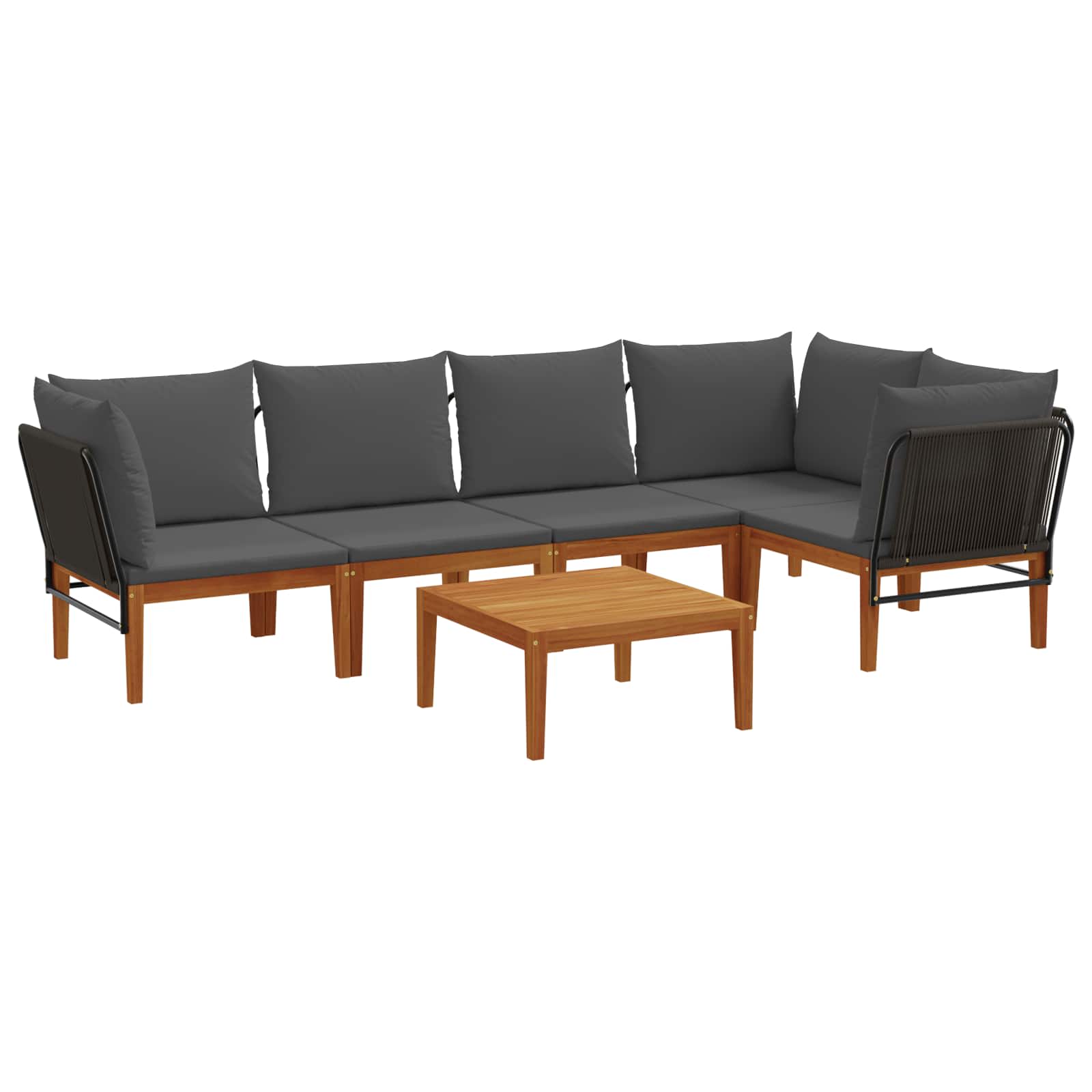 vidaXL 6 pcs Solidne drewno akacjowe i lina naturalny