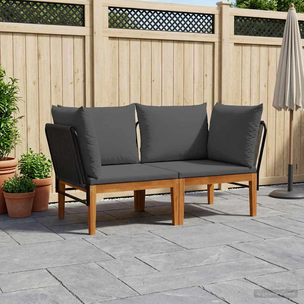 vidaXL 2 pcs Solidne drewno akacjowe i lina naturalny