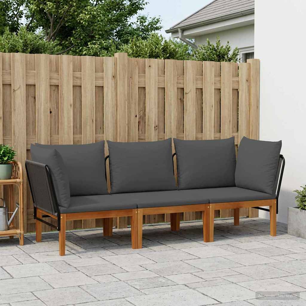 vidaXL 3 pcs Solidne drewno akacjowe i lina naturalny