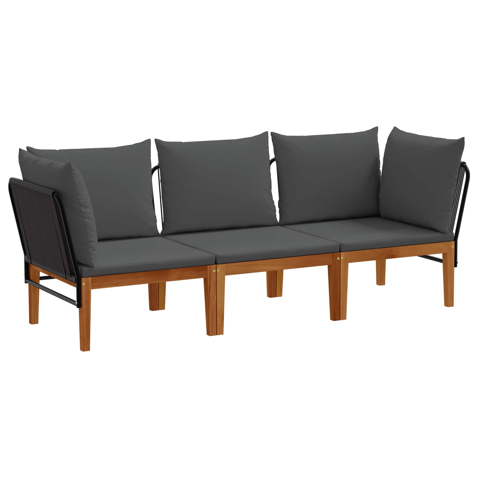 vidaXL 3 pcs Solidne drewno akacjowe i lina naturalny