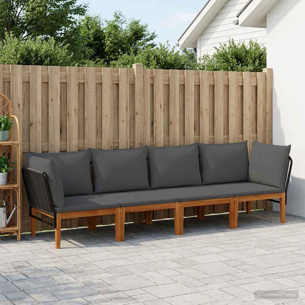 vidaXL 4 pcs Solidne drewno akacjowe i lina naturalny
