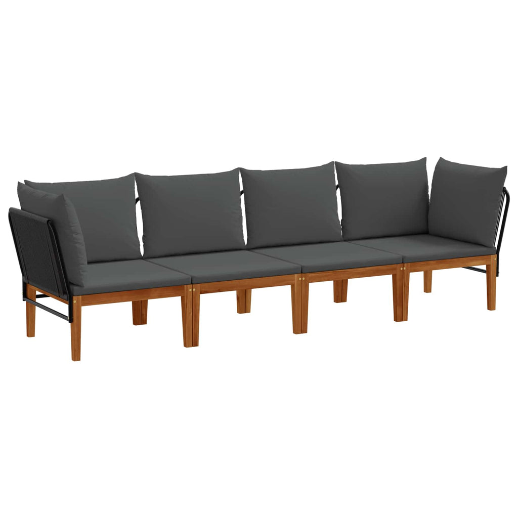 vidaXL 4 pcs Solidne drewno akacjowe i lina naturalny
