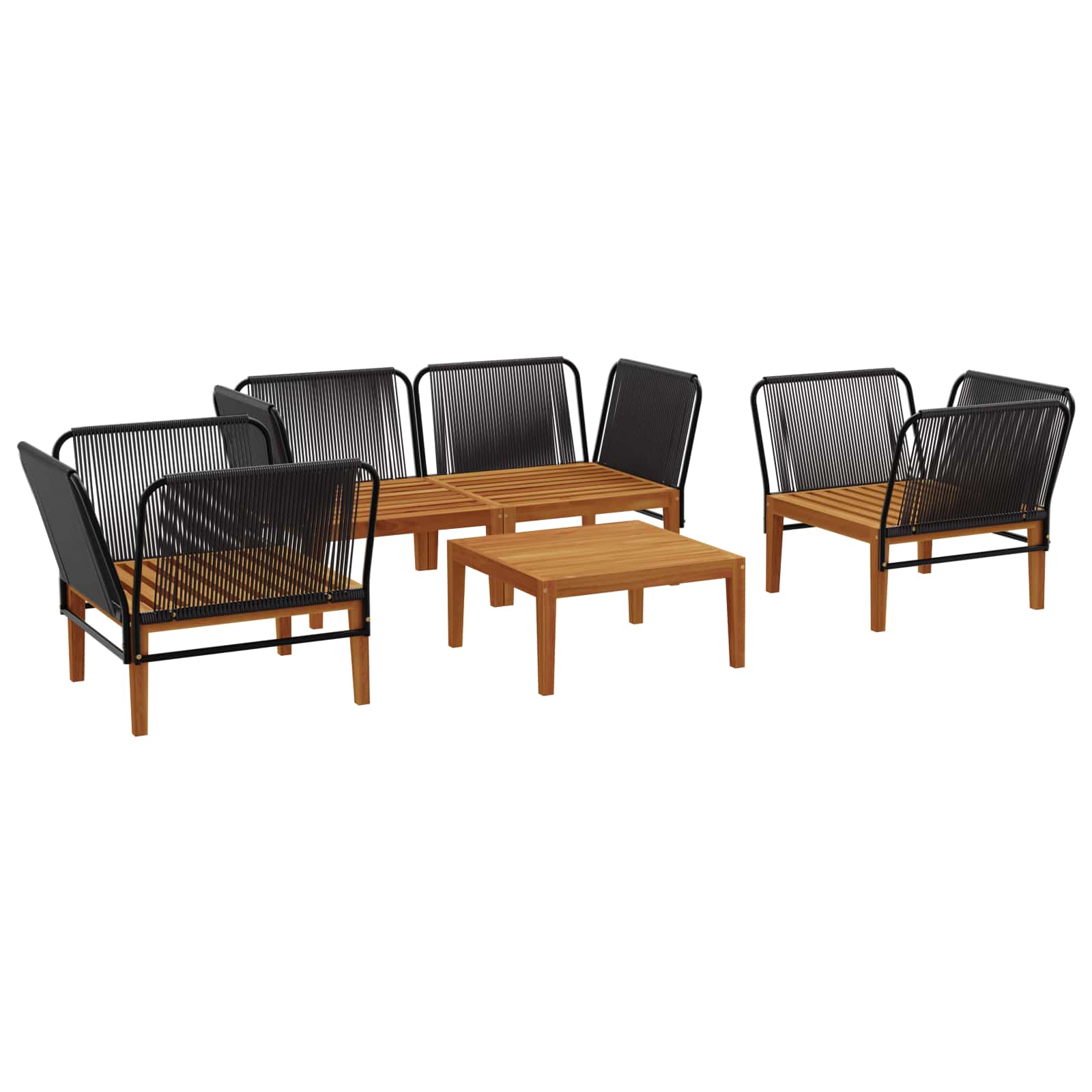 vidaXL 5 pcs Solidne drewno akacjowe i lina naturalny
