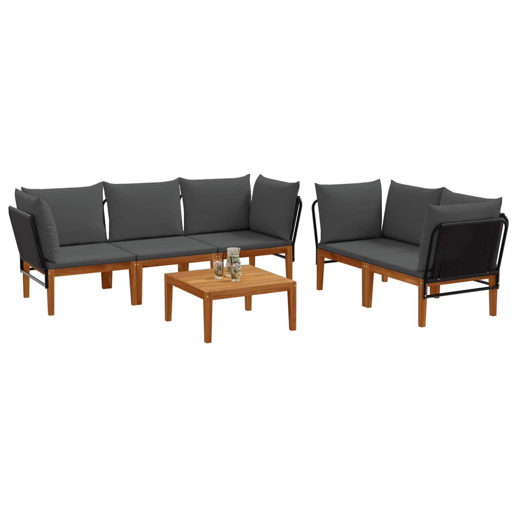 vidaXL 6 pcs Solidne drewno akacjowe i lina naturalny
