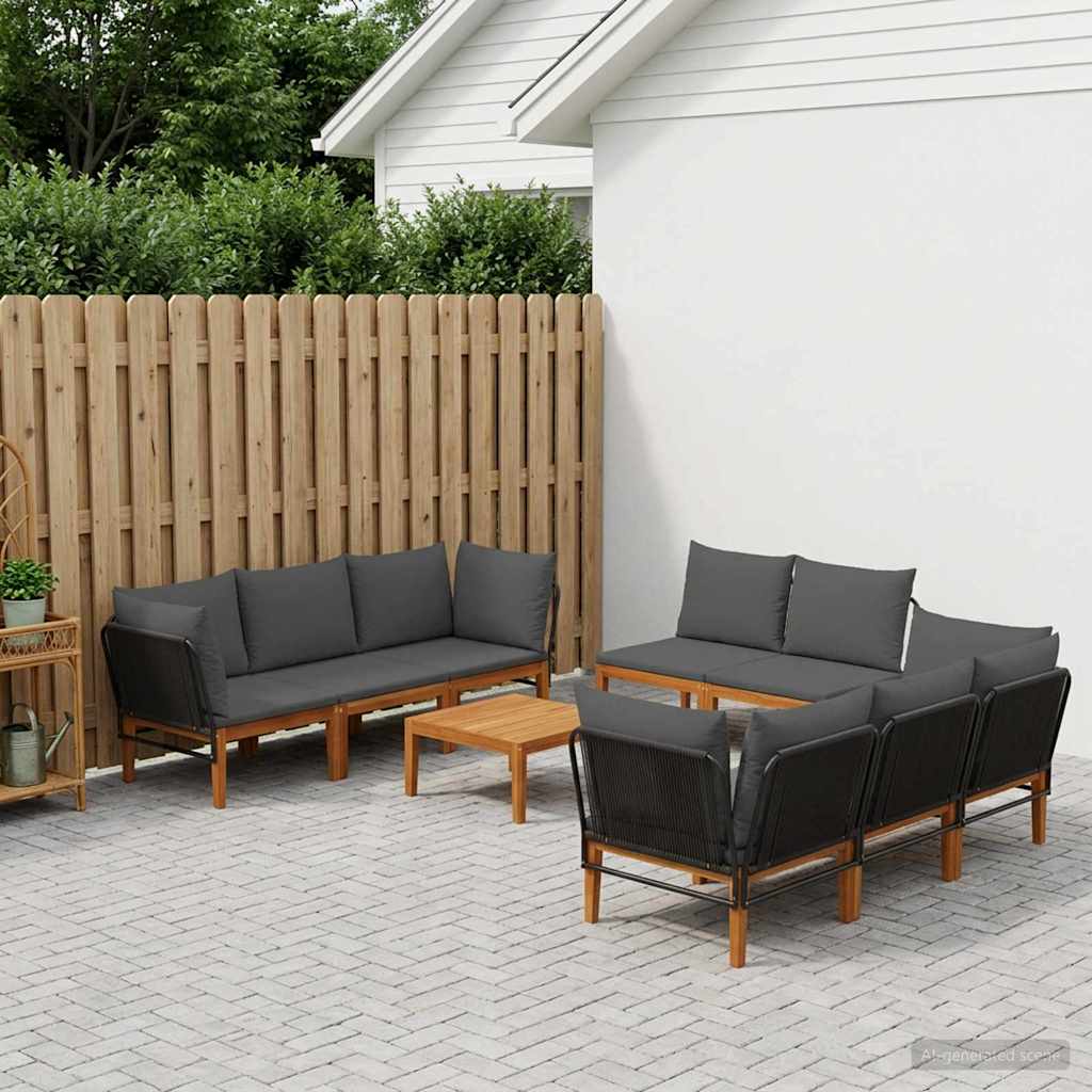 vidaXL 9 pcs Solidne drewno akacjowe i lina naturalny
