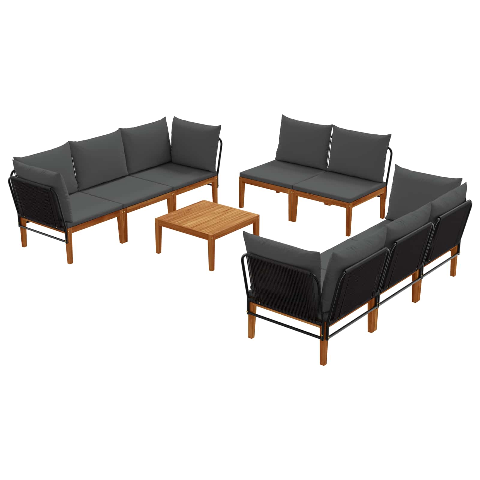 vidaXL 9 pcs Solidne drewno akacjowe i lina naturalny