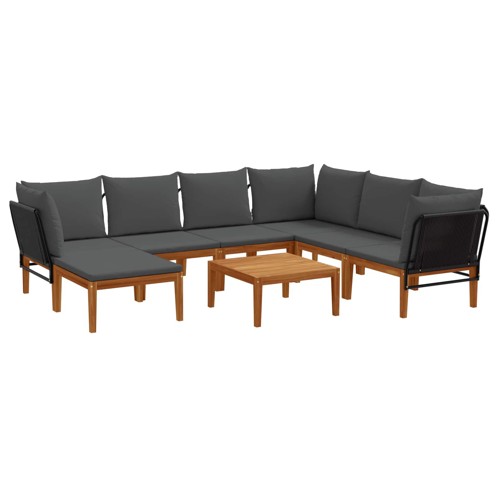 vidaXL 8 pcs Solidne drewno akacjowe i lina naturalny