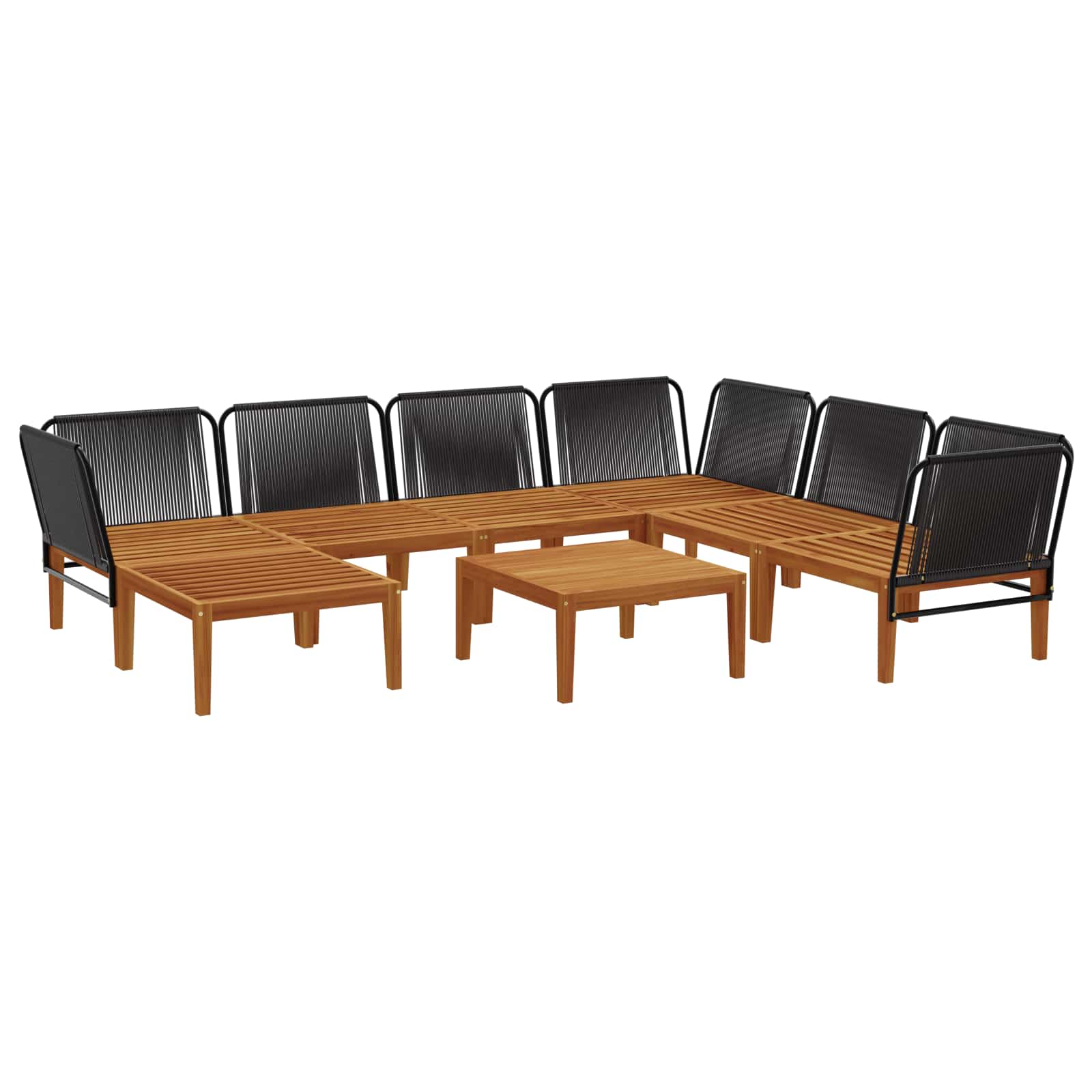 vidaXL 8 pcs Solidne drewno akacjowe i lina naturalny