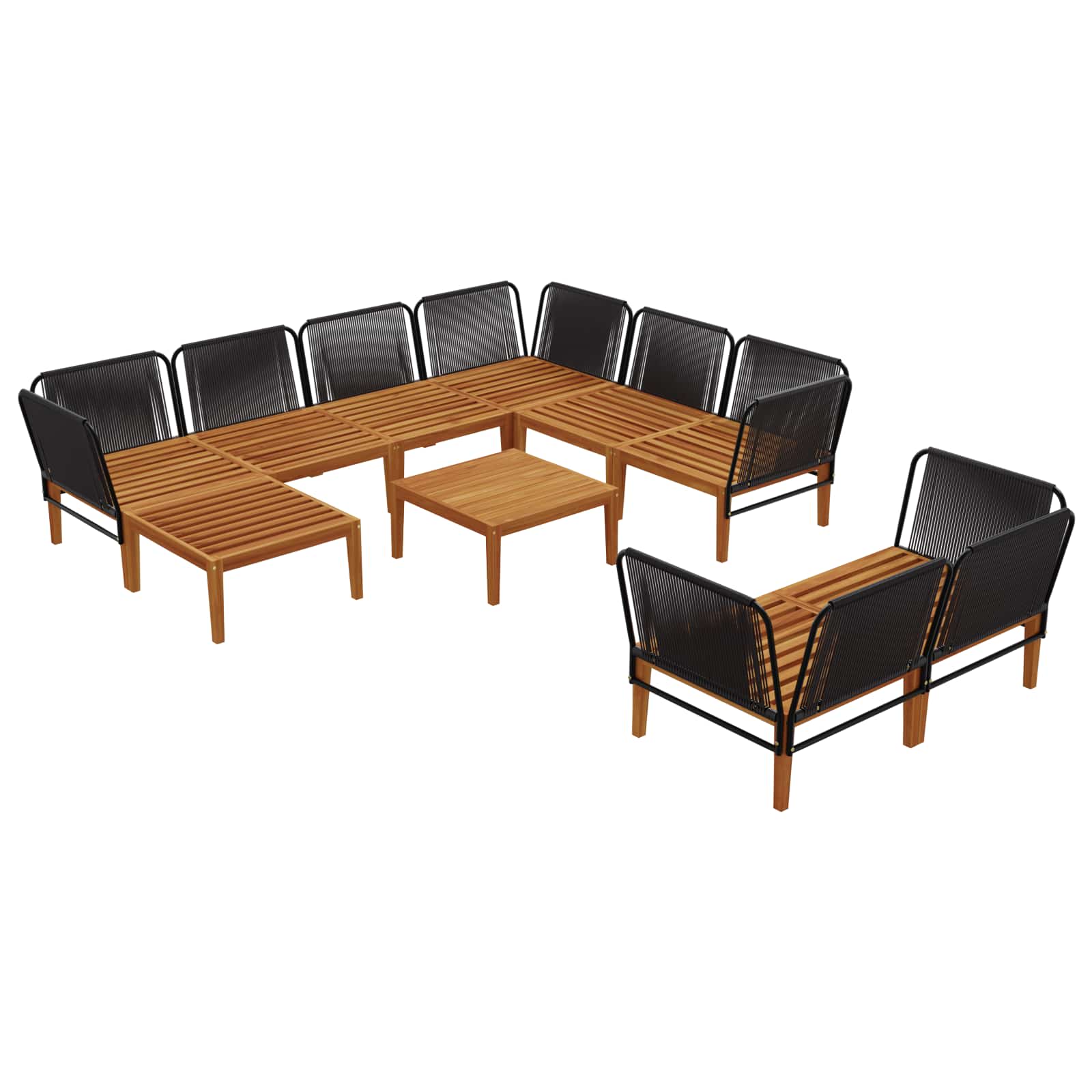vidaXL 10 pcs Solidne drewno akacjowe i lina naturalny