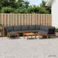 vidaXL 11 pcs Solidne drewno akacjowe i lina naturalny