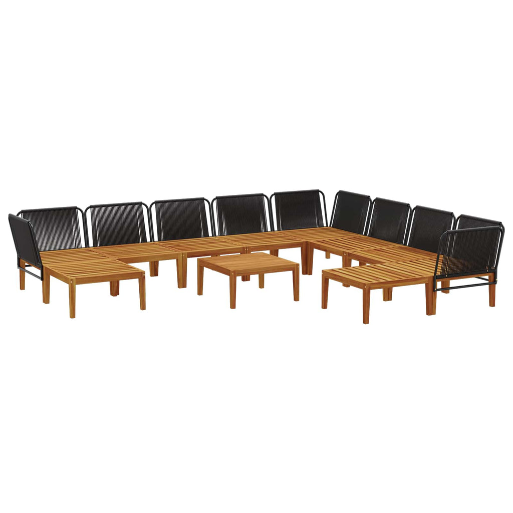 vidaXL 11 pcs Solidne drewno akacjowe i lina naturalny