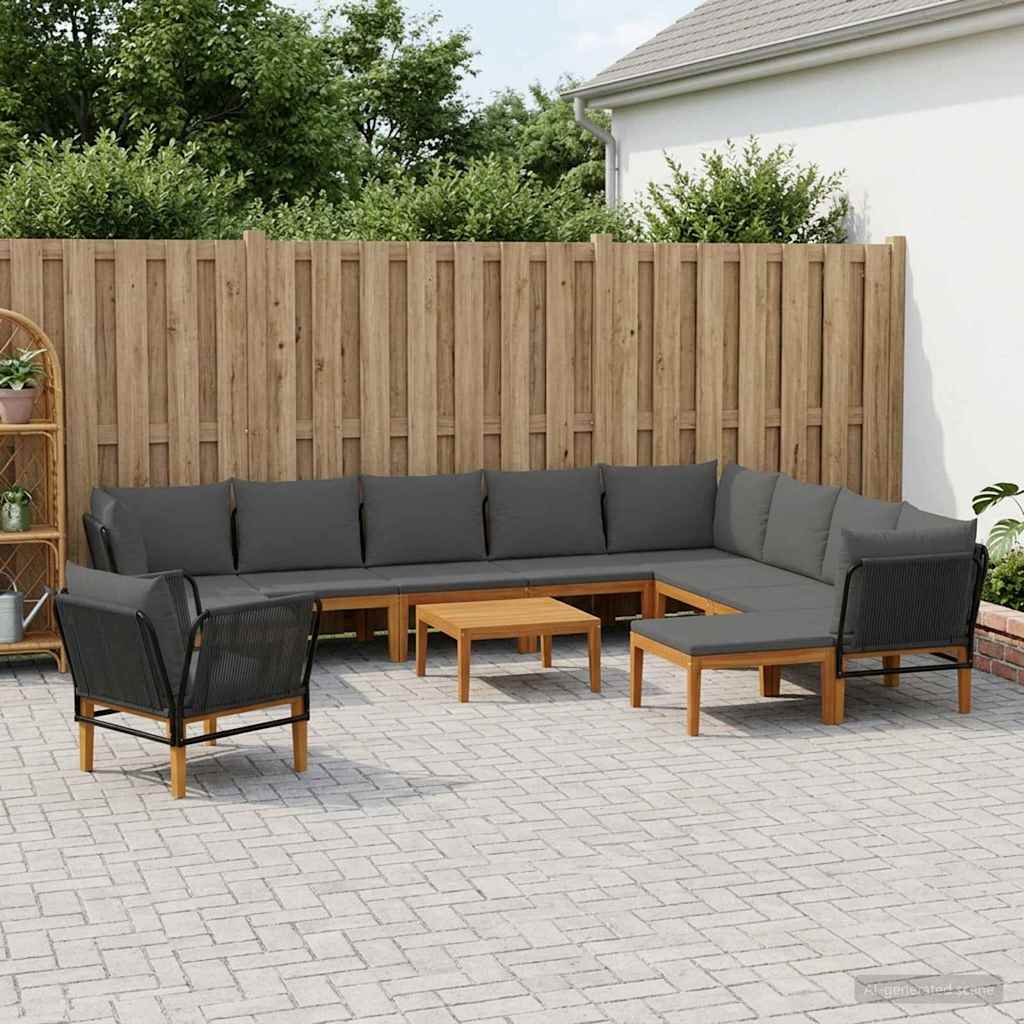 vidaXL 12 pcs Solidne drewno akacjowe i lina naturalny