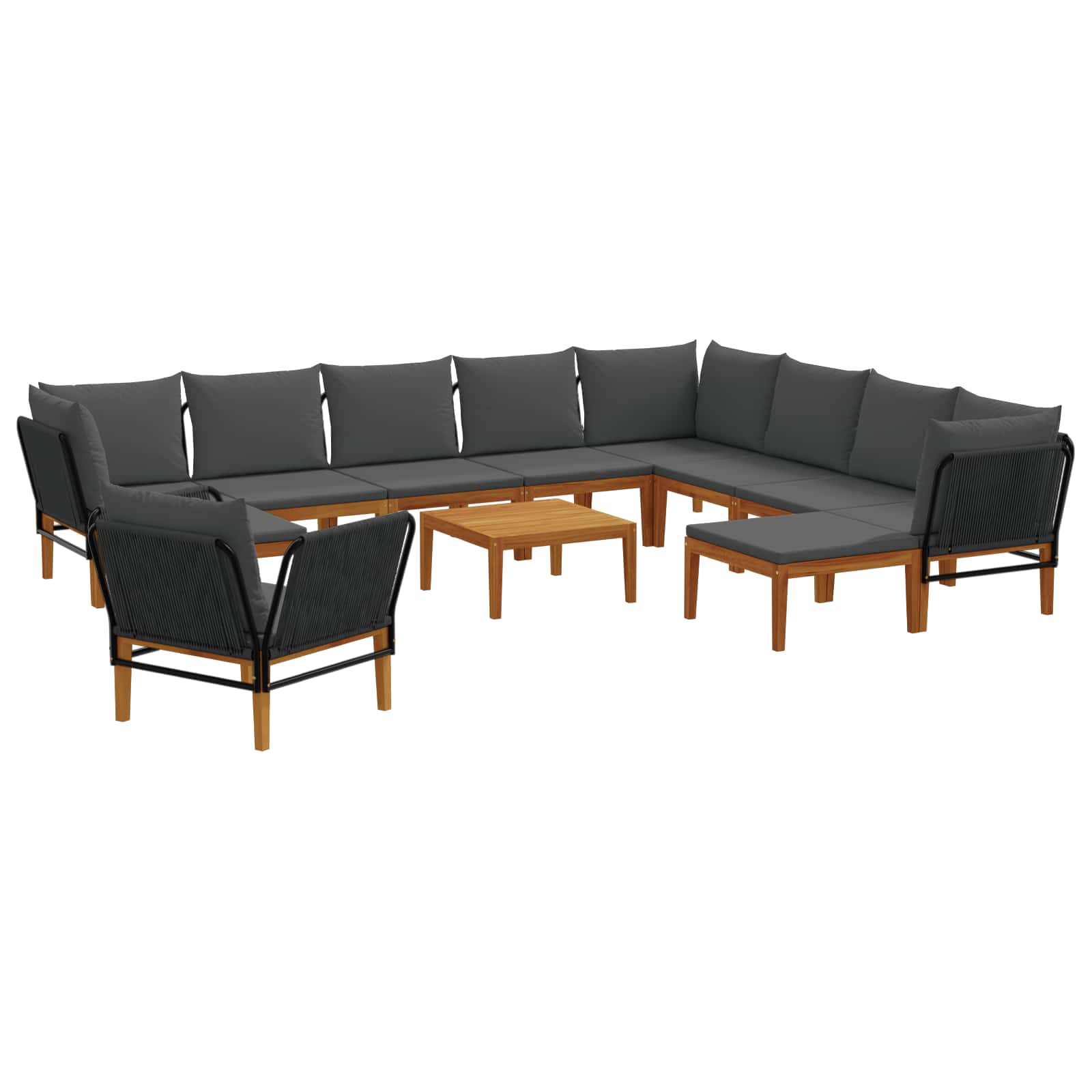 vidaXL 12 pcs Solidne drewno akacjowe i lina naturalny