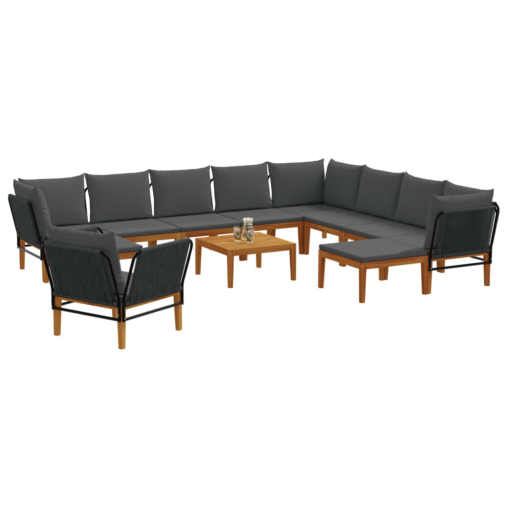 vidaXL 12 pcs Solidne drewno akacjowe i lina naturalny
