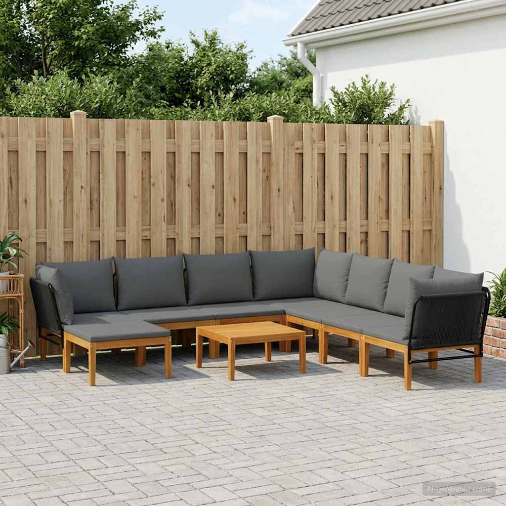 vidaXL 9 pcs Solidne drewno akacjowe i lina naturalny