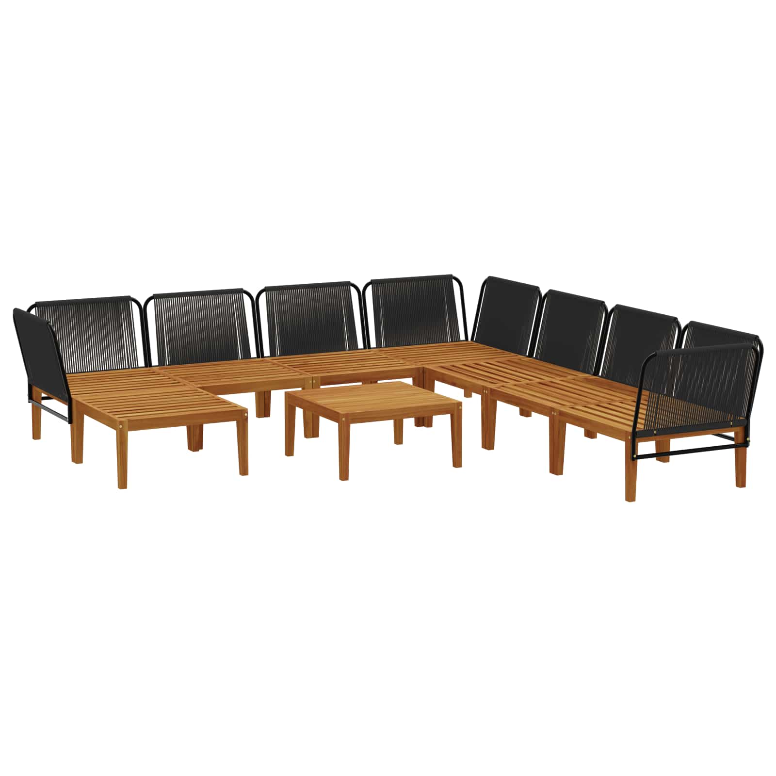 vidaXL 9 pcs Solidne drewno akacjowe i lina naturalny