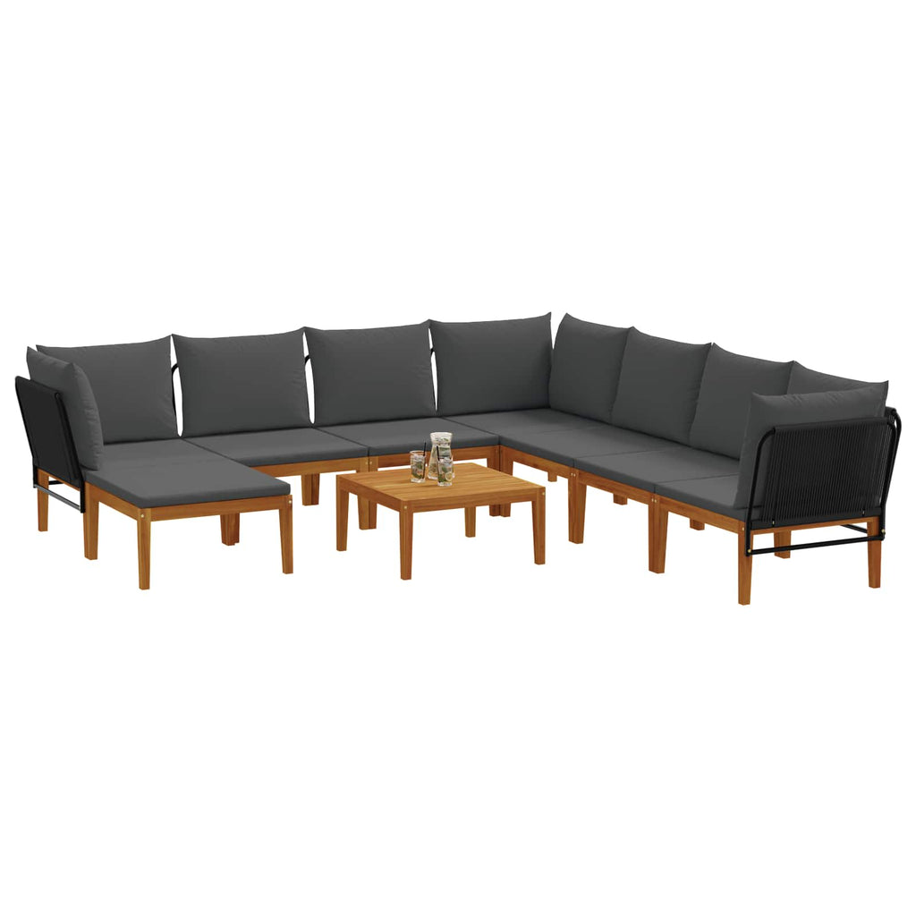vidaXL 9 pcs Solidne drewno akacjowe i lina naturalny