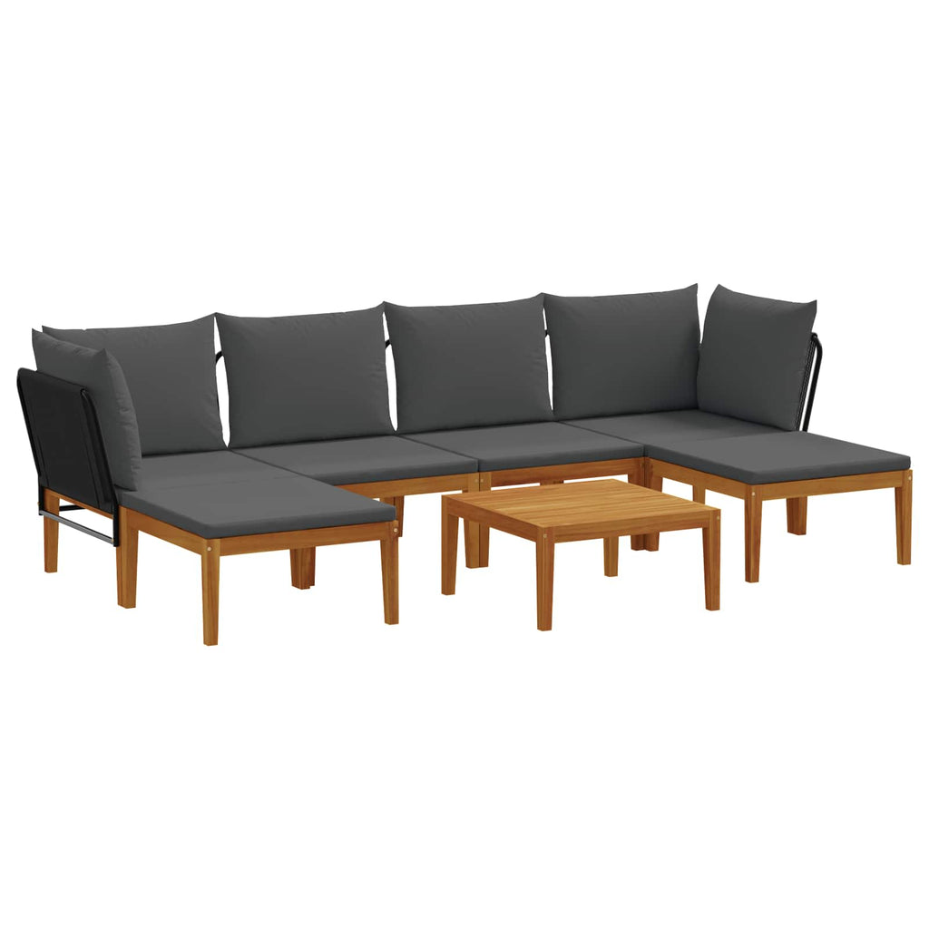vidaXL 7 pcs Solidne drewno akacjowe i lina naturalny