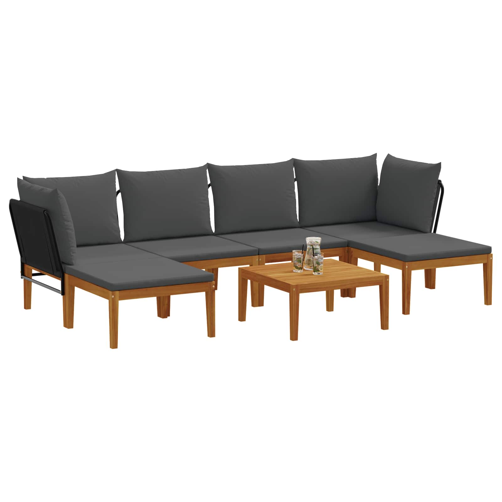 vidaXL 7 pcs Solidne drewno akacjowe i lina naturalny