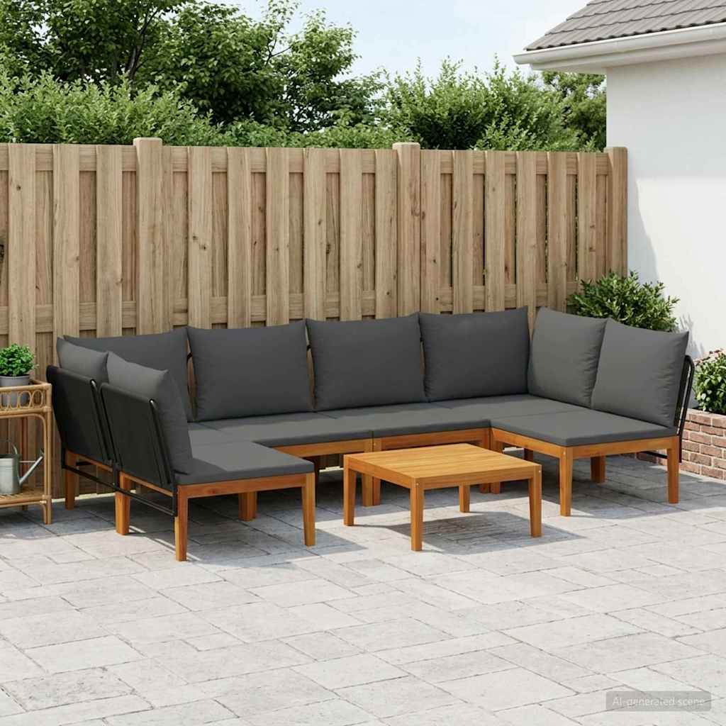 vidaXL 7 pcs Solidne drewno akacjowe i lina naturalny
