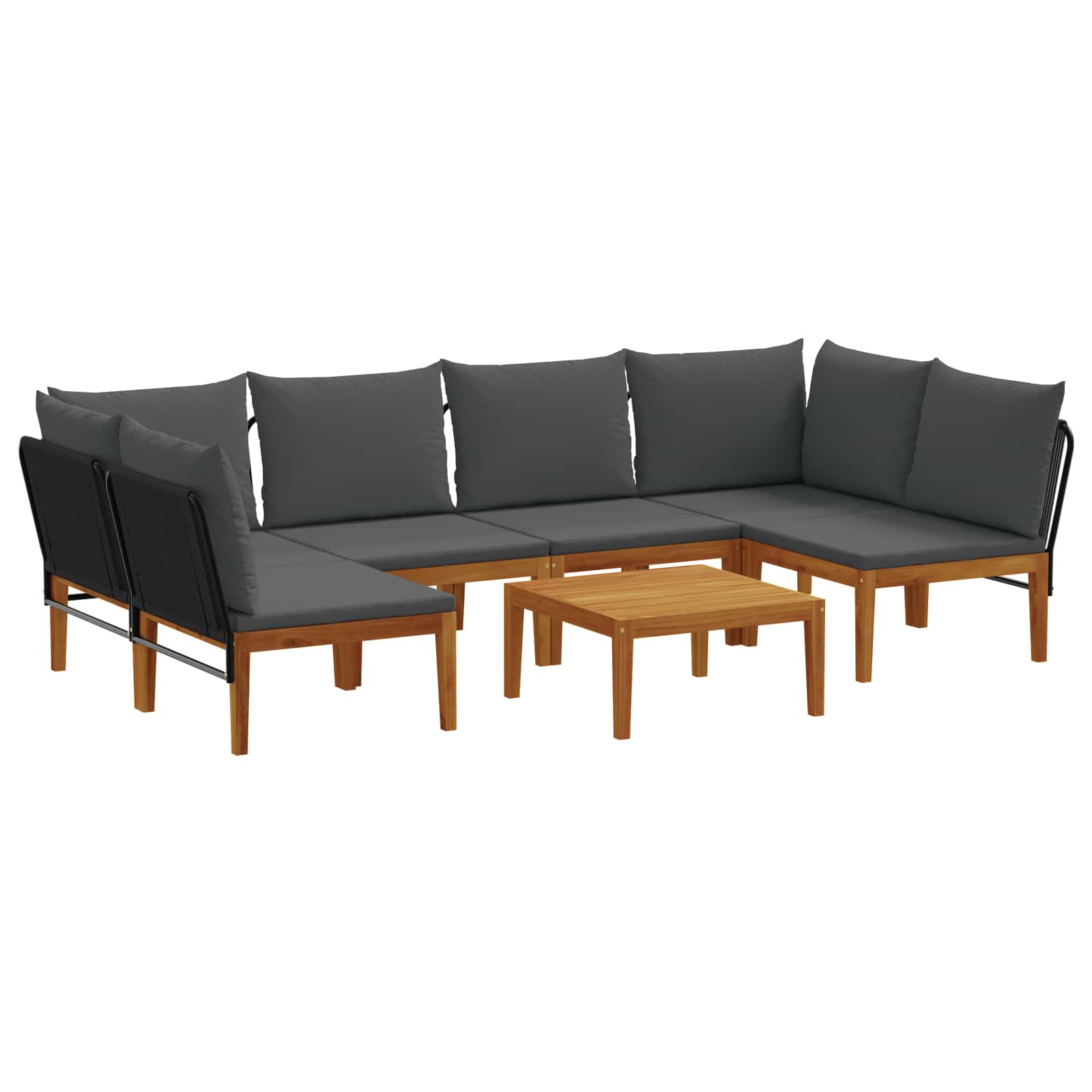 vidaXL 7 pcs Solidne drewno akacjowe i lina naturalny