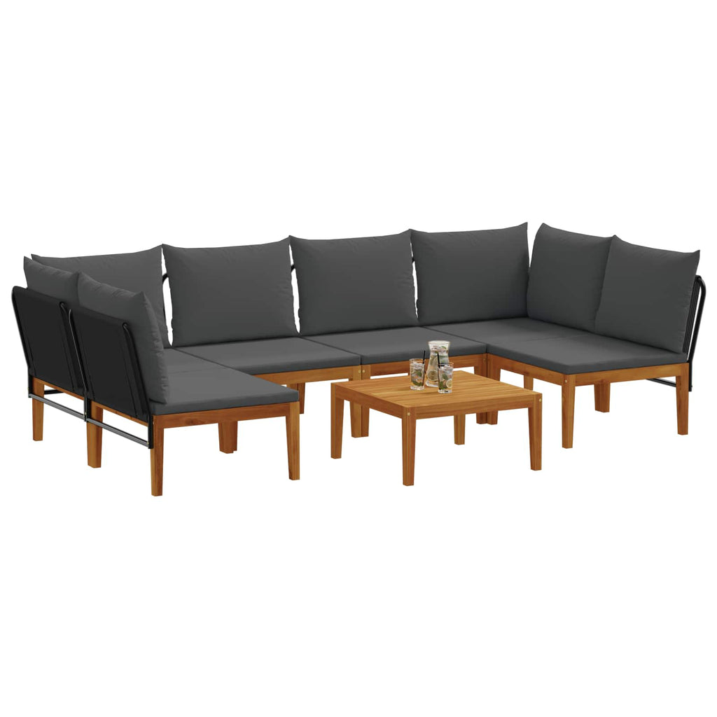 vidaXL 7 pcs Solidne drewno akacjowe i lina naturalny
