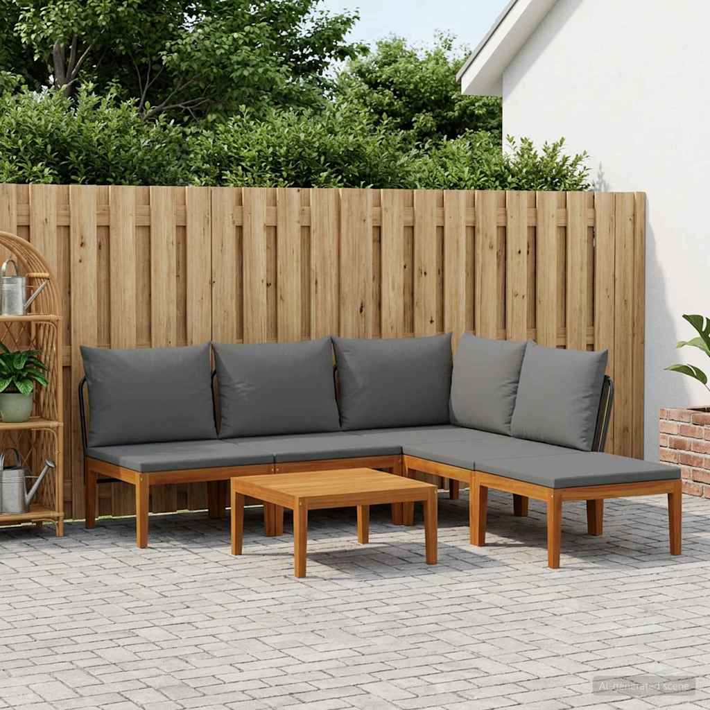 vidaXL 6 pcs Solidne drewno akacjowe i lina naturalny
