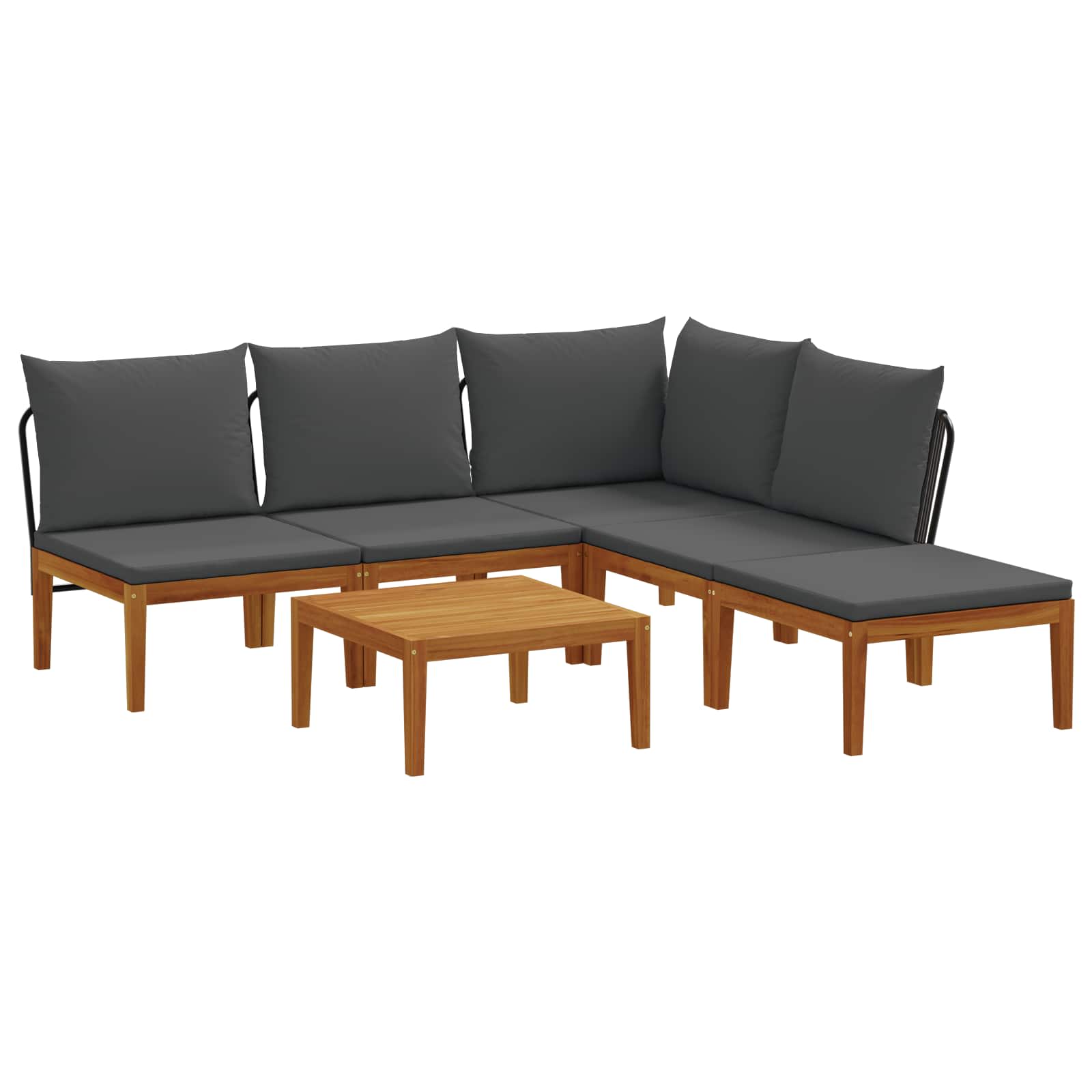 vidaXL 6 pcs Solidne drewno akacjowe i lina naturalny