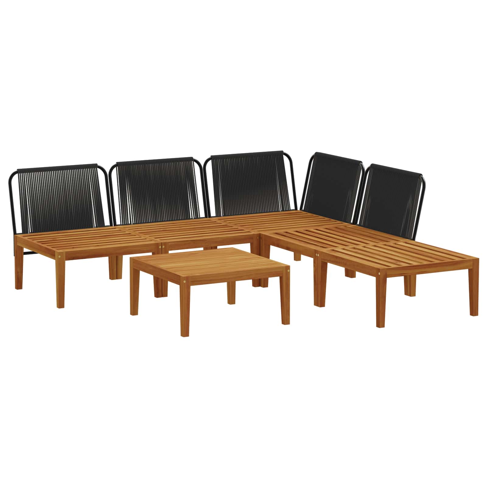 vidaXL 6 pcs Solidne drewno akacjowe i lina naturalny