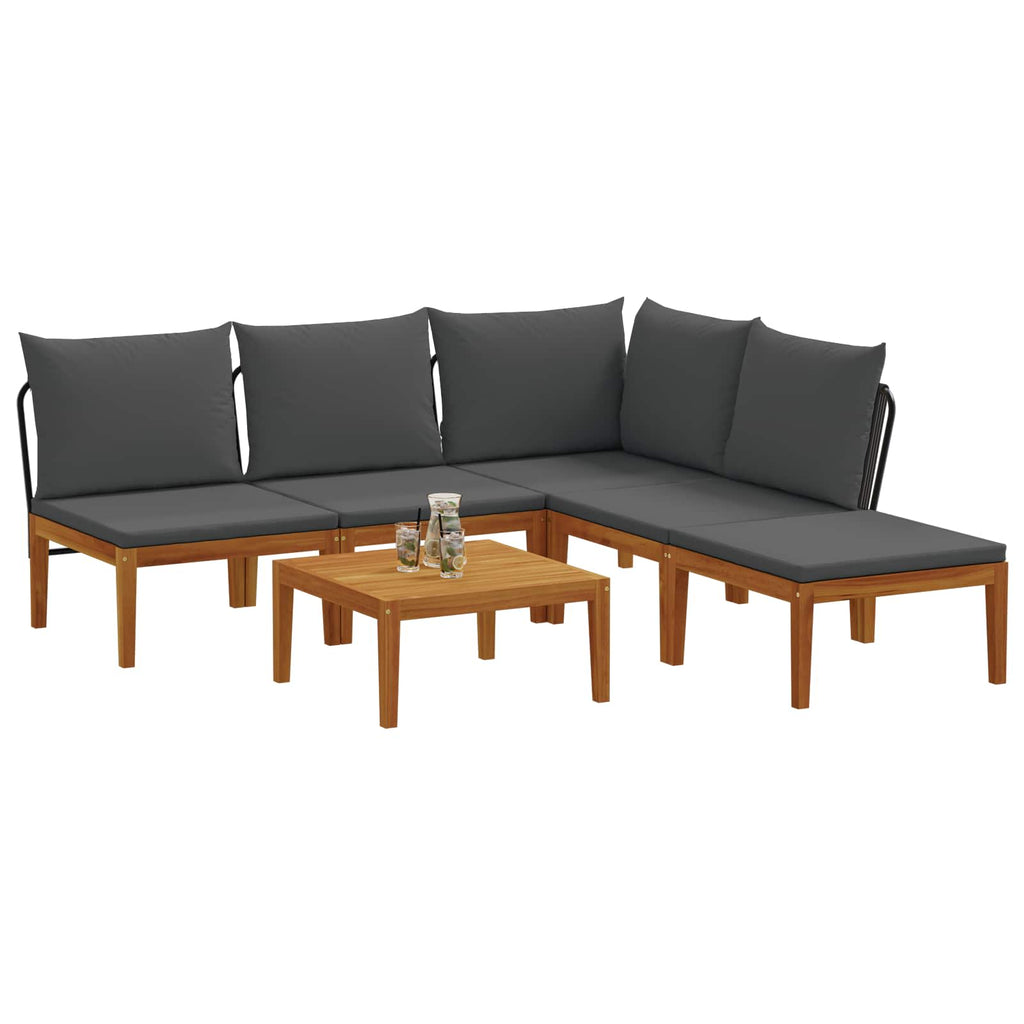vidaXL 6 pcs Solidne drewno akacjowe i lina naturalny