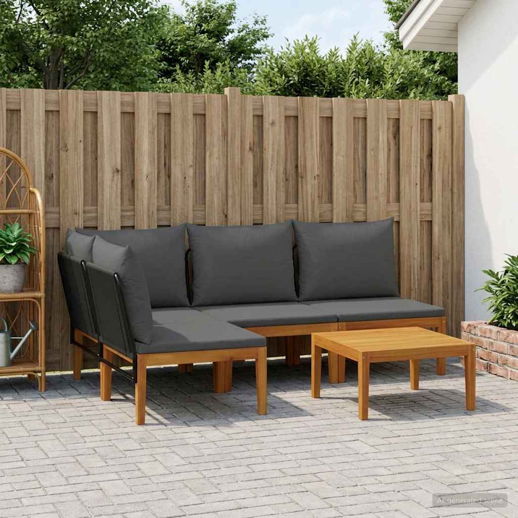vidaXL 5 pcs Solidne drewno akacjowe i lina naturalny