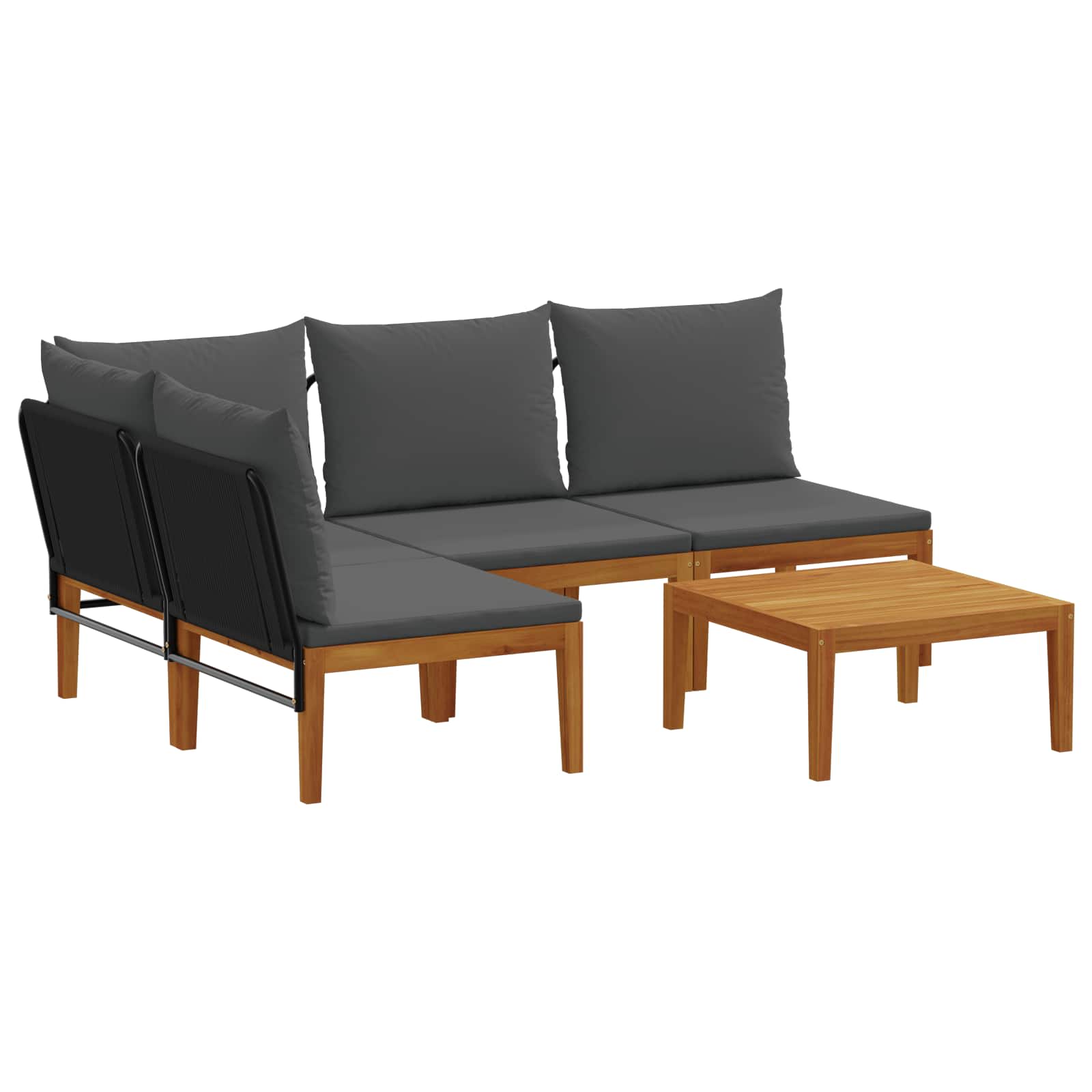 vidaXL 5 pcs Solidne drewno akacjowe i lina naturalny