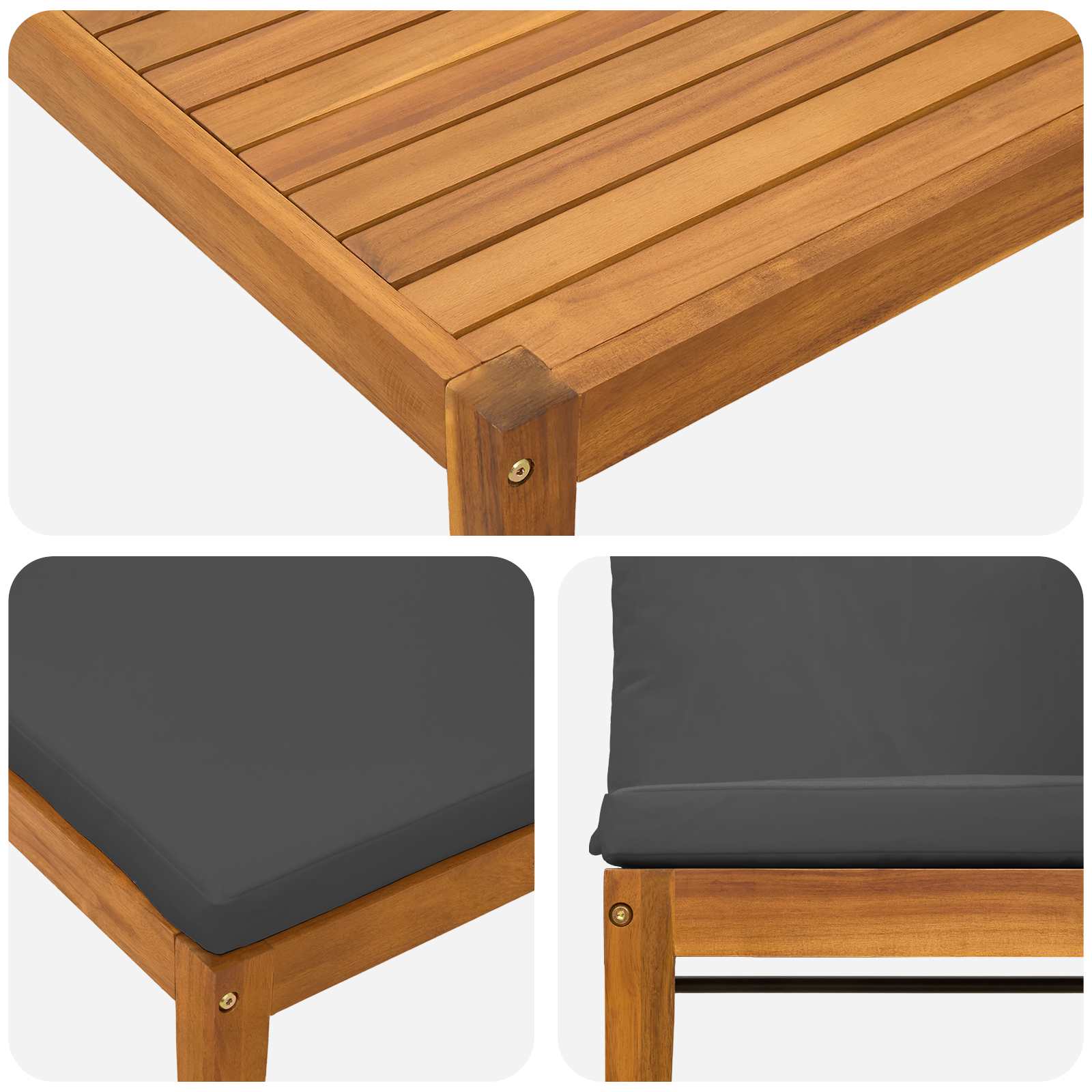 vidaXL 4 pcs Solidne drewno akacjowe i lina naturalny