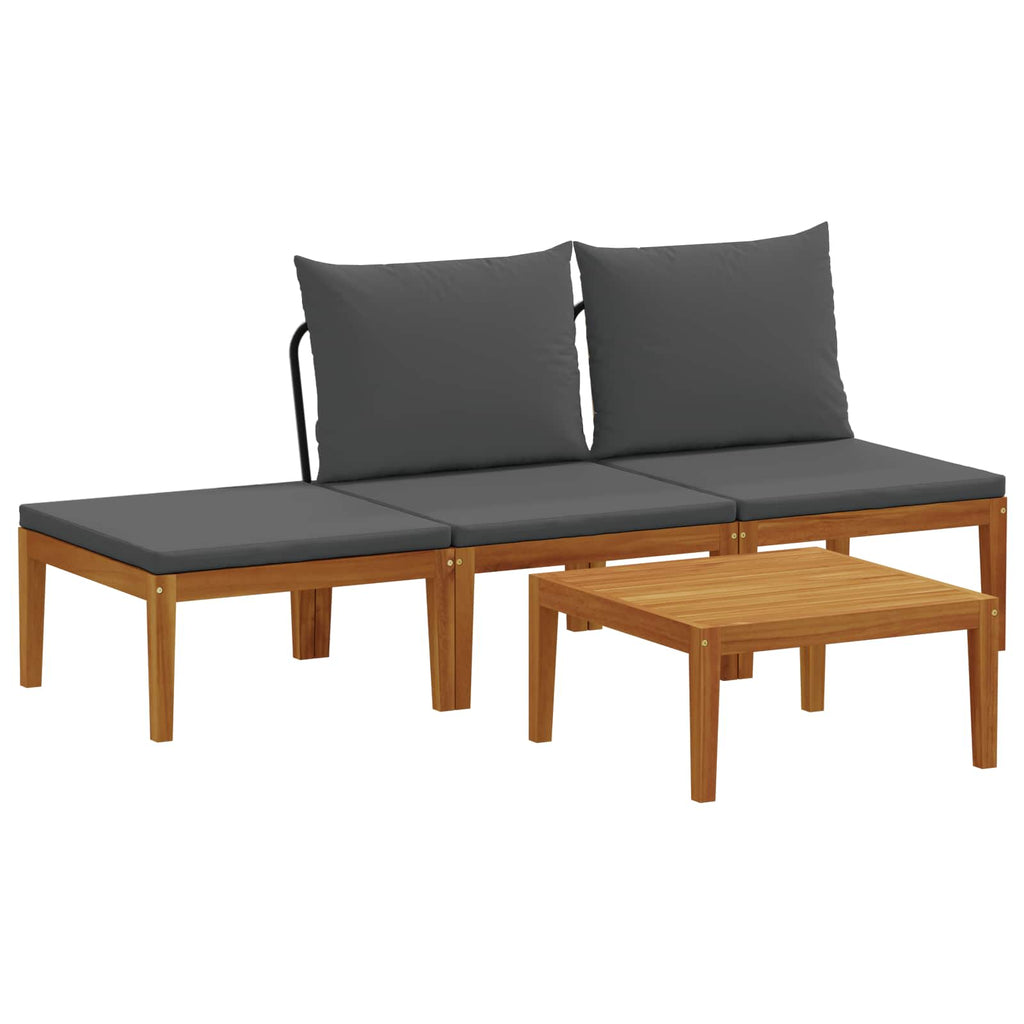 vidaXL 4 pcs Solidne drewno akacjowe i lina naturalny