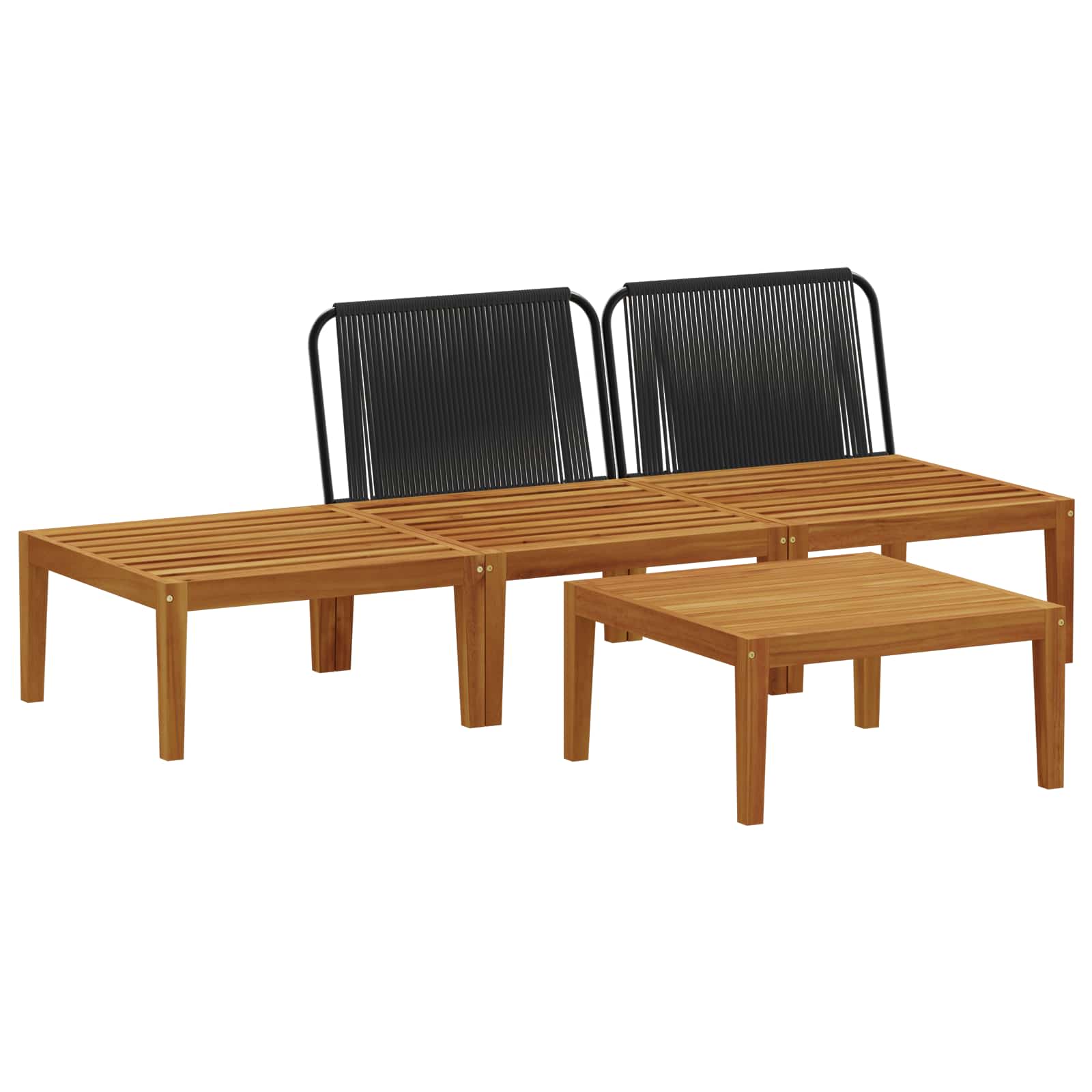 vidaXL 4 pcs Solidne drewno akacjowe i lina naturalny