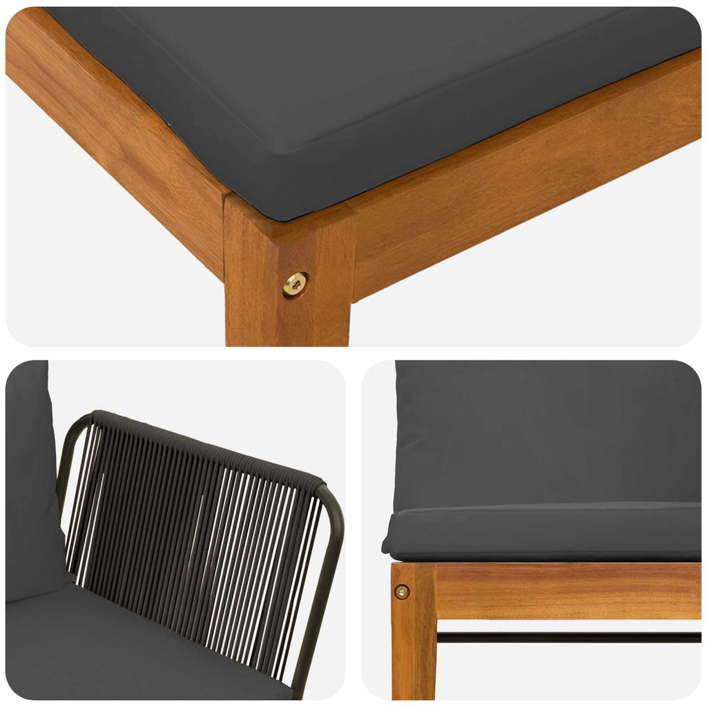 vidaXL 3 pcs Solidne drewno akacjowe i lina naturalny