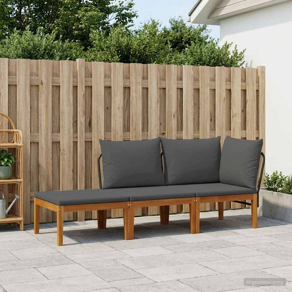 vidaXL 3 pcs Solidne drewno akacjowe i lina naturalny